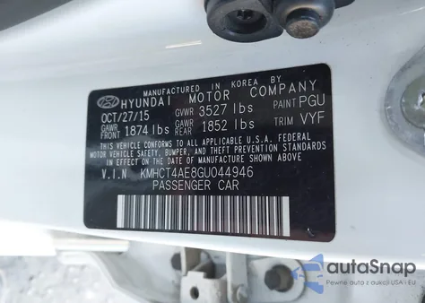 2016 Hyundai Accent Se из США, поврежденный, VIN KMHCT4AE8GU044946